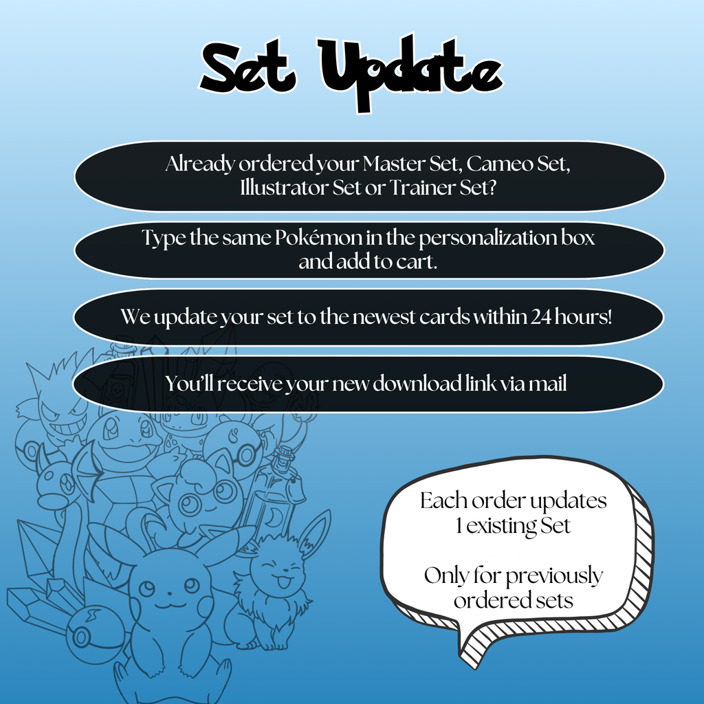 Request Your Updated Complete Pokémon Master or Cameo Set Placeholders, Binder Pages, Printable PDF & Digital Download