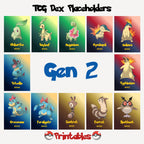 Pokémon Gen 2 National Pokedex Placeholders, Binder Inserts, Johto Collection (Digital Download)