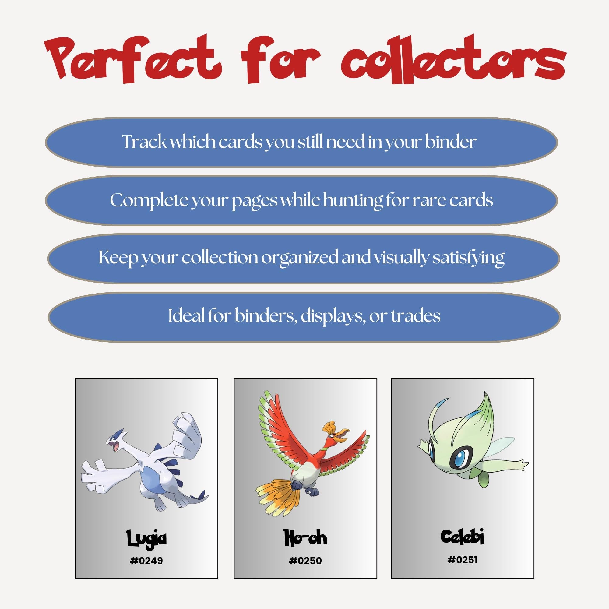 Pokemon Gen 2 Binder Inserts | Johto Collection (Digital Download), National Pokedex Placeholder