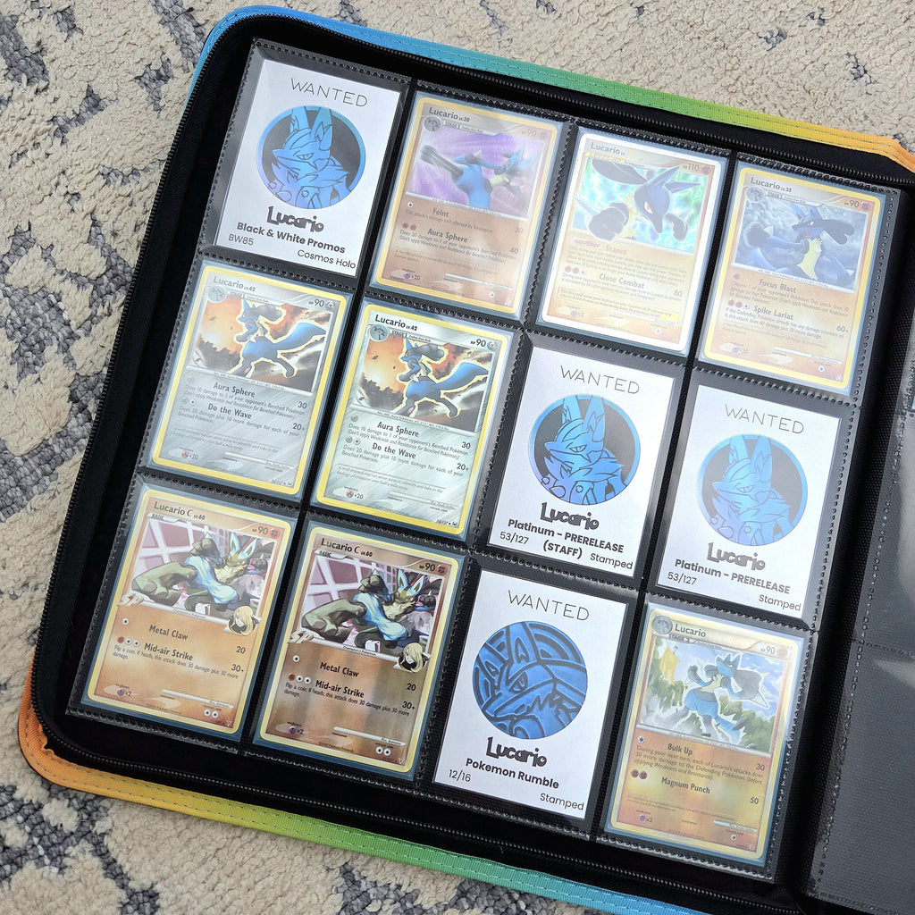 Lucario Pokémon TCG Binder Placeholders | Adjustable | Collection Tracker (Digital Download)