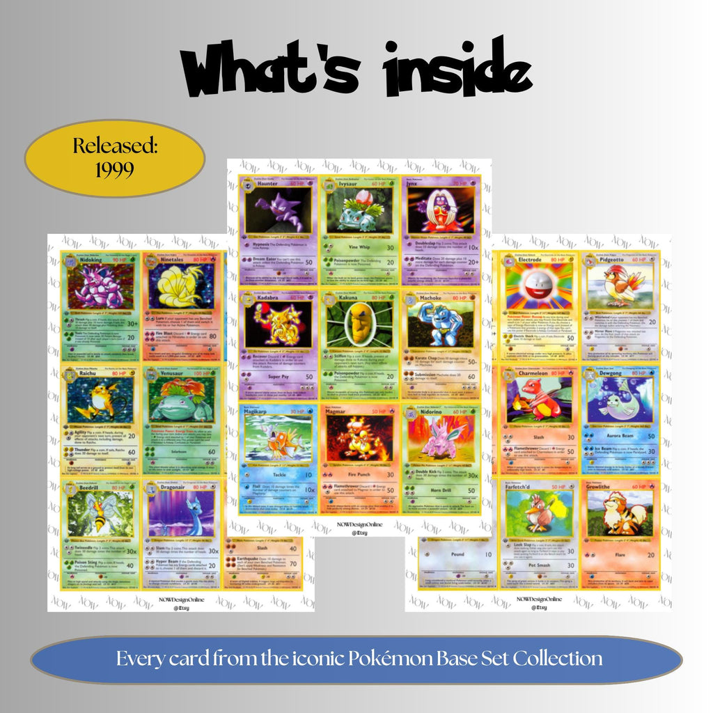 Pokemon Base Set Printable Placeholders Master Set Binder Pages + Checklist (Digital Download)