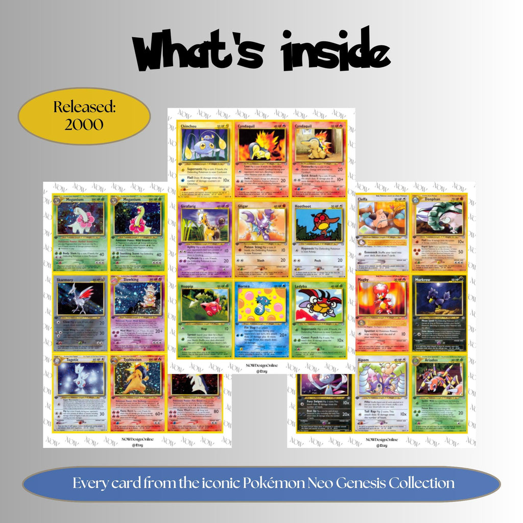 Neo Genesis Binder Pages, Pokémon Placeholders, Printable TCG Binder, Digital Download
