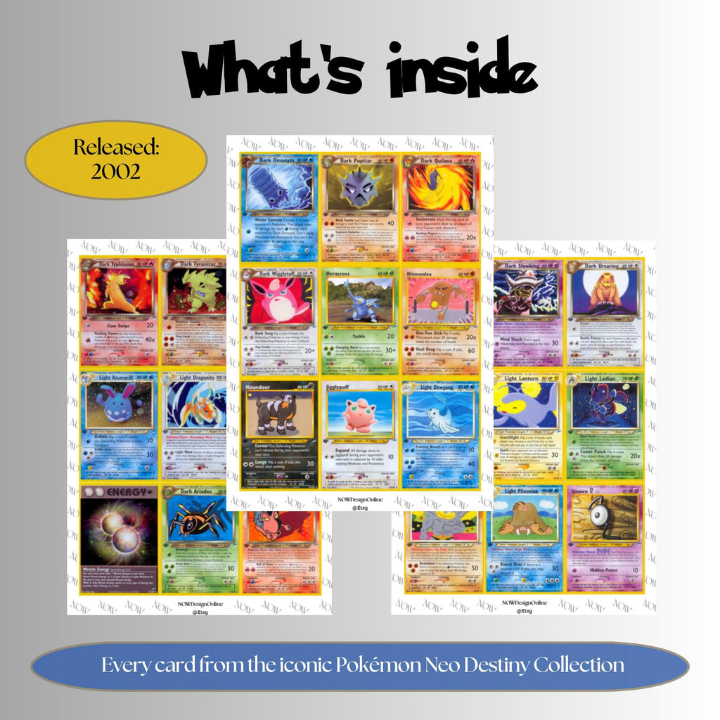 Pokémon Neo Destiny Binder Pages, National Pokedex Placeholders, Printable TCG, Digital Download