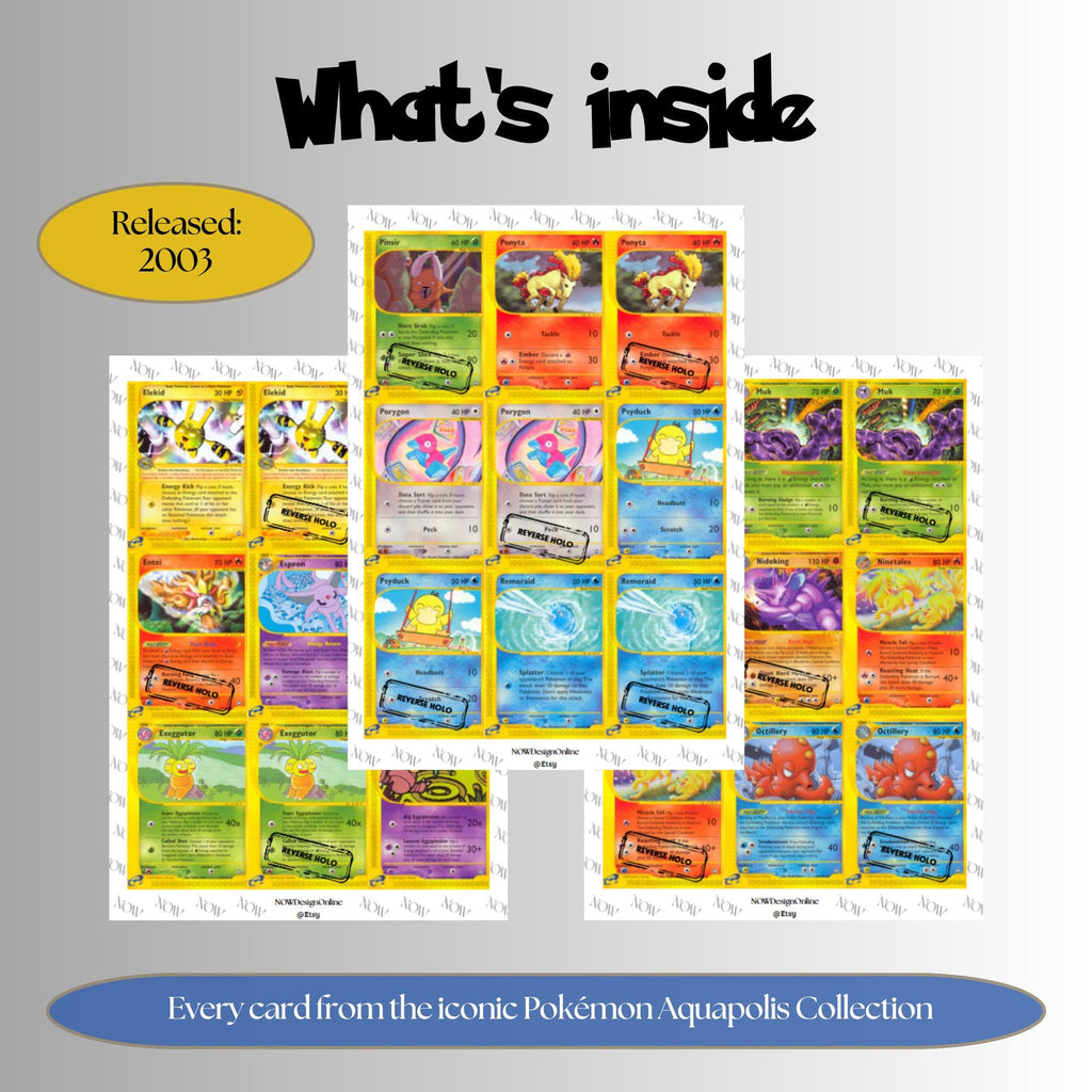 Aquapolis Placeholders, Pokemon Master Set Printable Binder Inserts, TCG, Digital Download