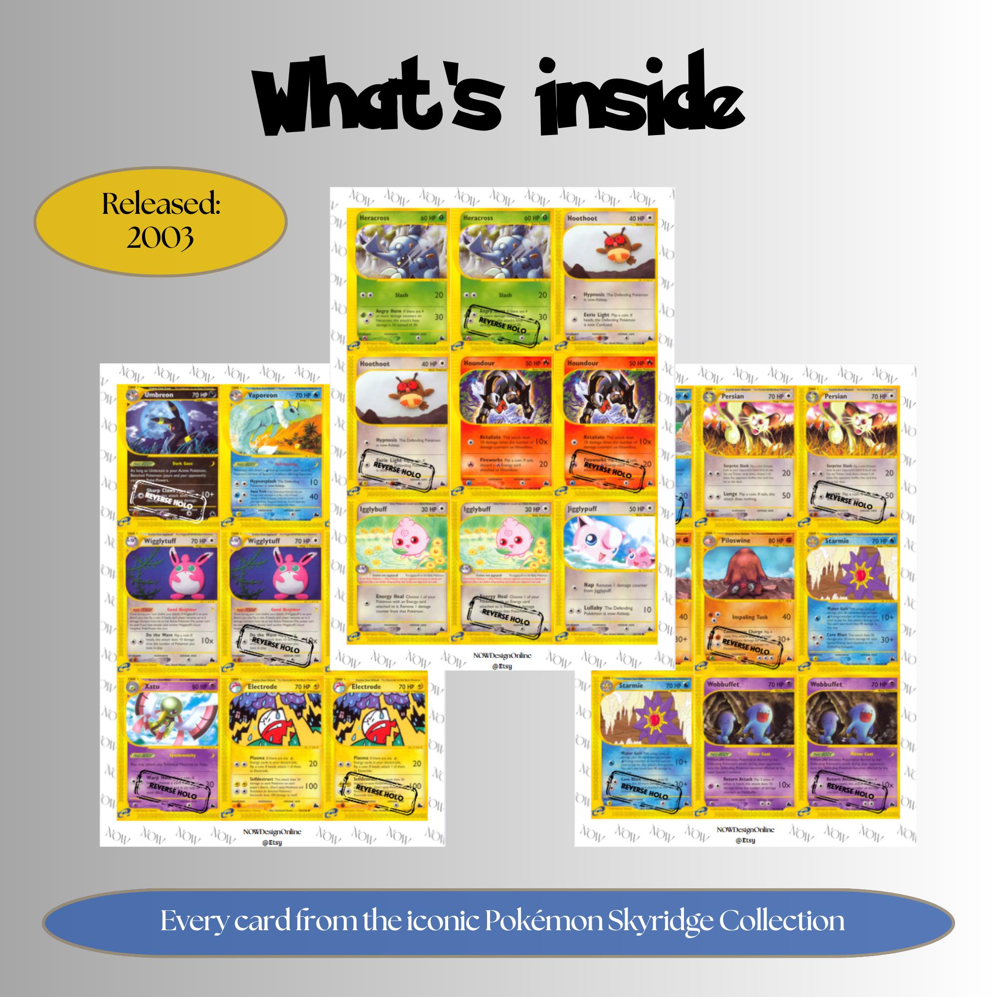 Skyridge Placeholders, Pokemon Master Set Printable Binder Pages, TCG, Digital Download