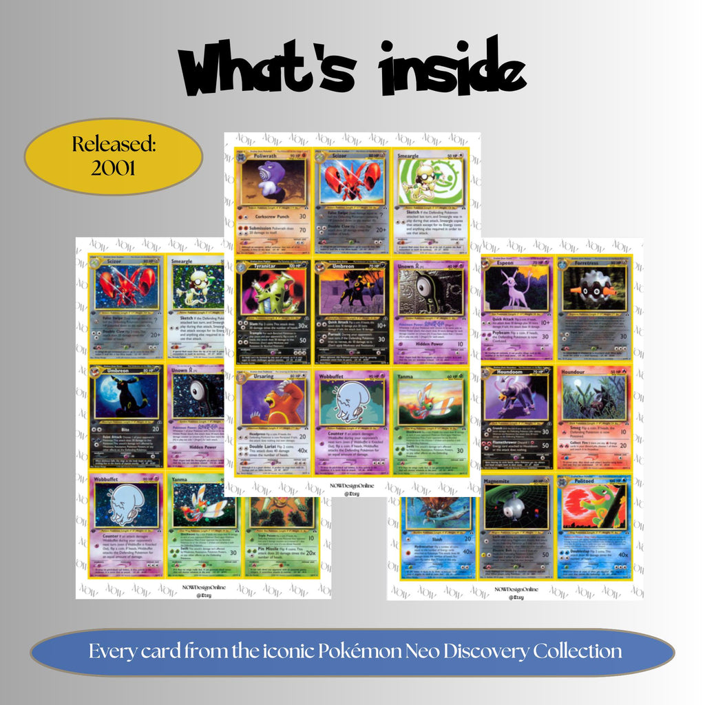 Pokémon Neo Discovery Binder Pages, National Pokedex Placeholders, Printable TCG, Digital Download