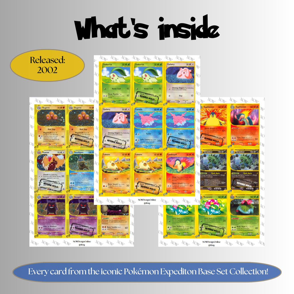 Expedition Base Set Placeholders, Pokemon Master Set Printable Binder Inserts, TCG, Digital Download