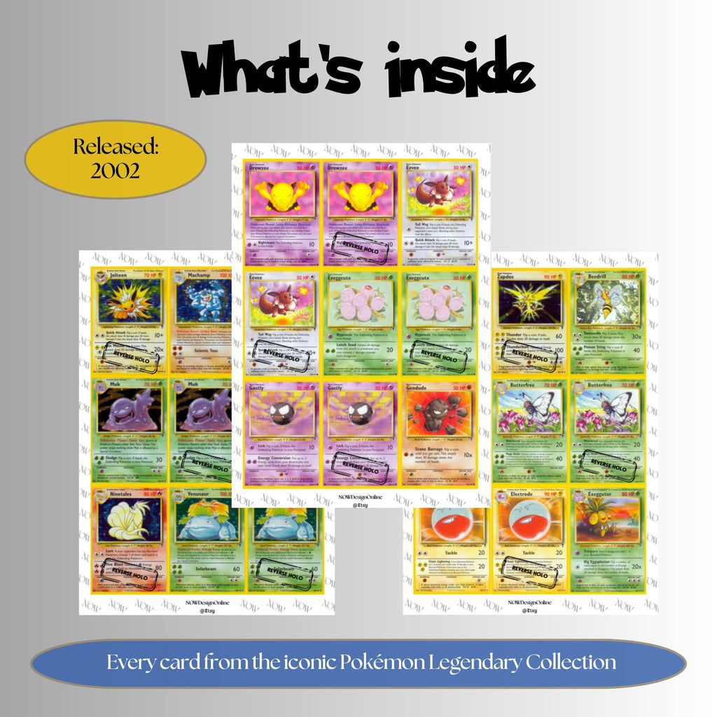 Legendary Collection Placeholders, Pokemon Master Set Printable Binder Inserts, TCG, Digital Download