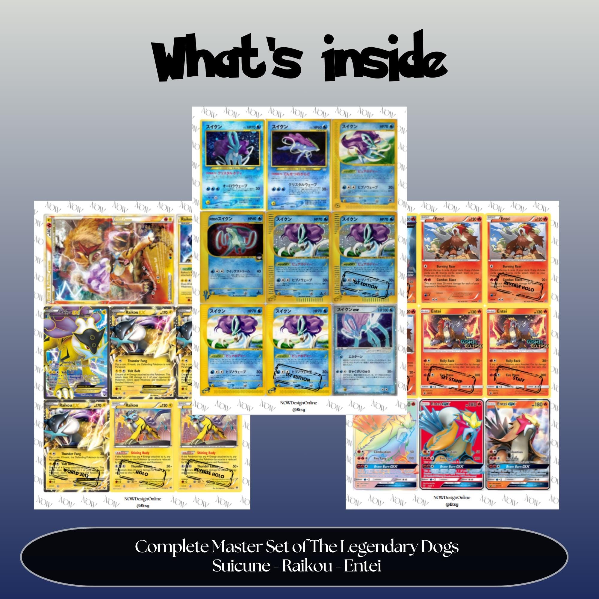 Legendary Dogs Master Set Bundle Binder Placeholders: Eintei, Raikou, Suicune (Printable PDF Downloads)