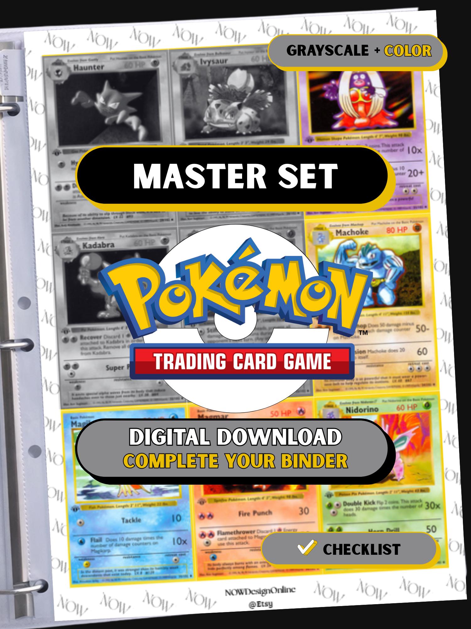Pokemon Base Set Printable Placeholders Master Set Binder Pages + Checklist (Digital Download)
