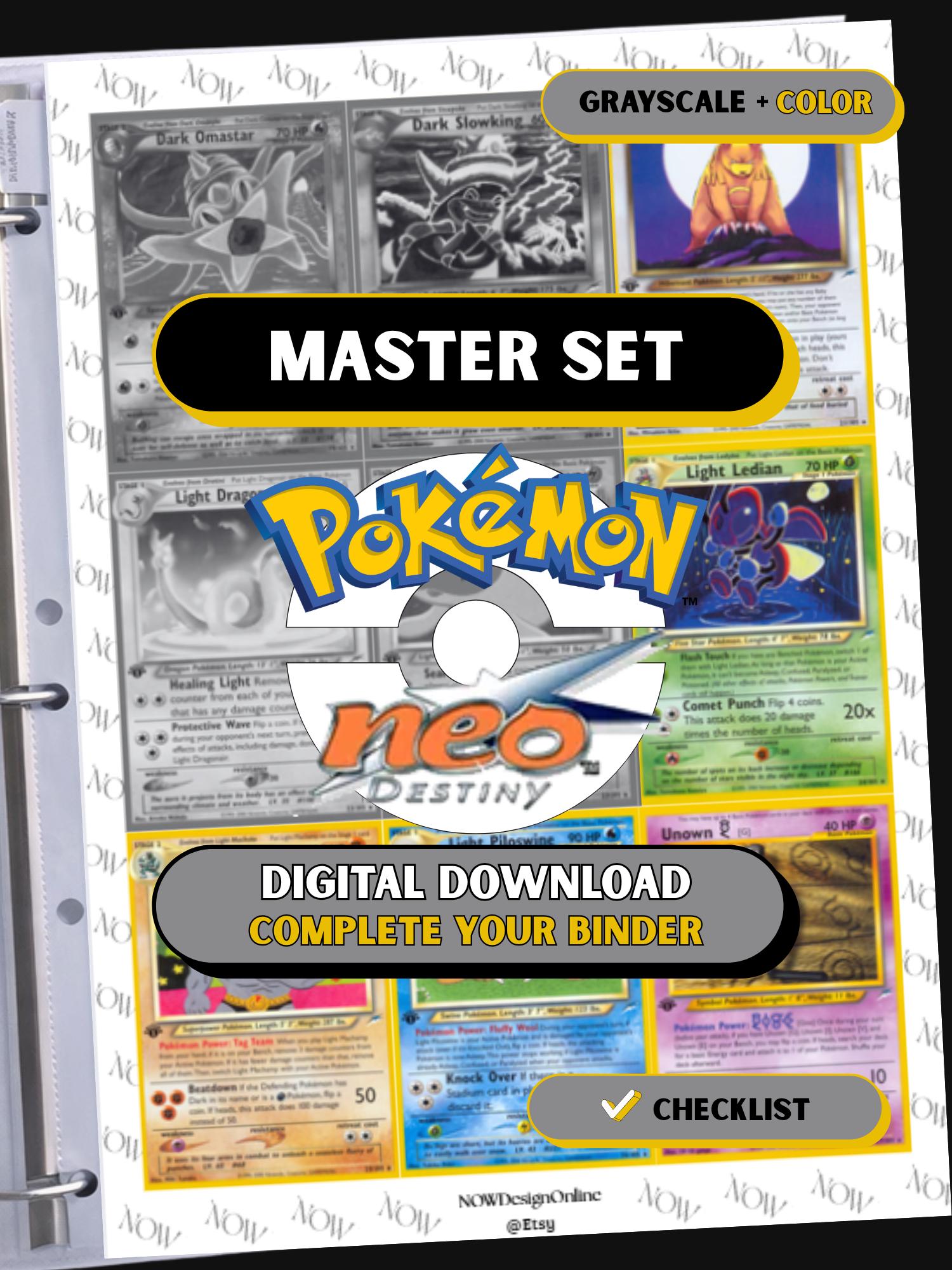 Pokémon Neo Destiny Binder Pages, National Pokedex Placeholders, Printable TCG, Digital Download