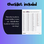 Example of the checklist that’s included to see which cards are all in the Stellar Crown set from the Scarlet & Violet Series.
