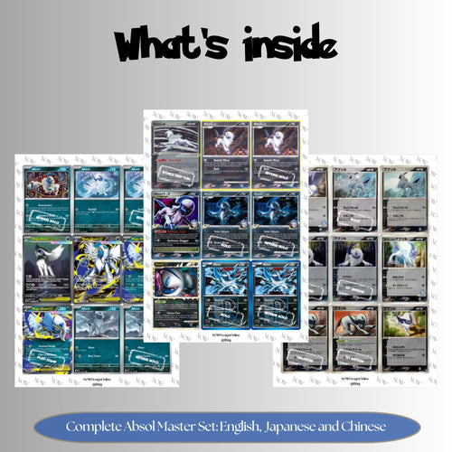 Absol Binder Cards set overview showing the included Pokémon cards to print and cut for your binder sleeves.