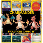 Shows cameo cards of the Charmander Evolutions master set that are in the Charmander placeholders for your binder.