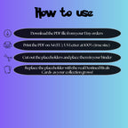 Destined Rivals digital download instructions explaining how to print, cut, and place placeholders in a Pokémon binder.