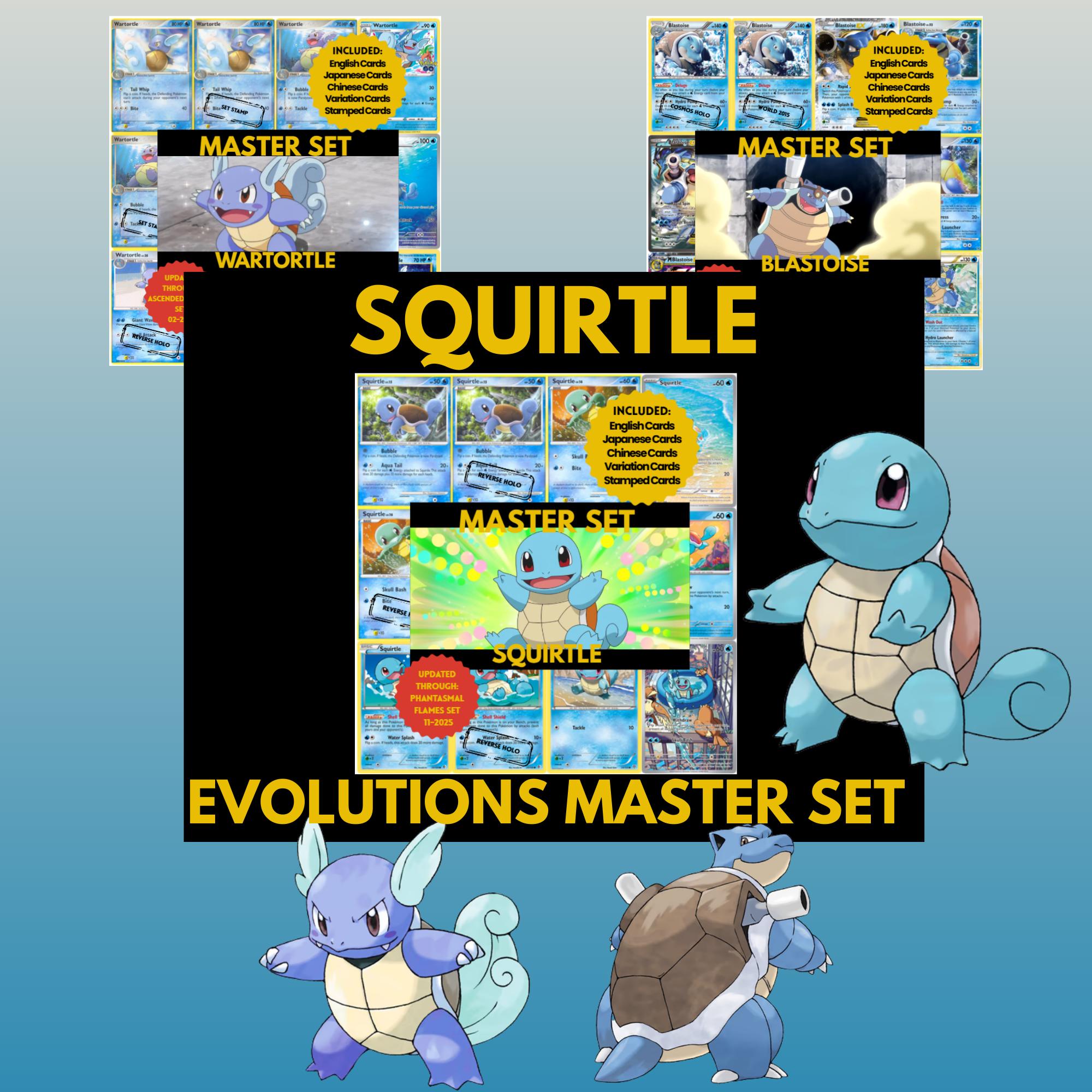 Squirtle Evolutions Master Set Bundle Binder Placeholders: English, Japanese, Chinese (PDF Downloads)