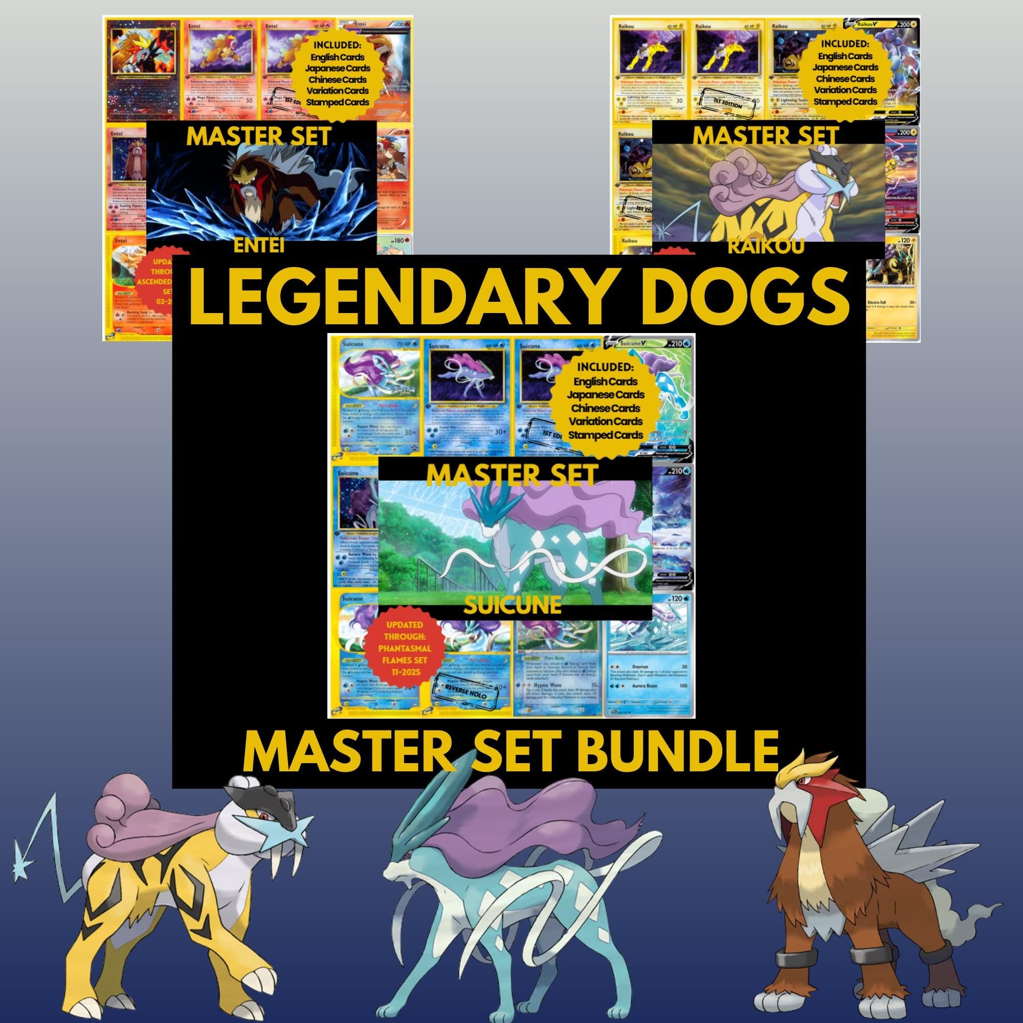 Legendary Dogs Master Set Bundle Binder Placeholders: Eintei, Raikou, Suicune (Printable PDF Downloads)