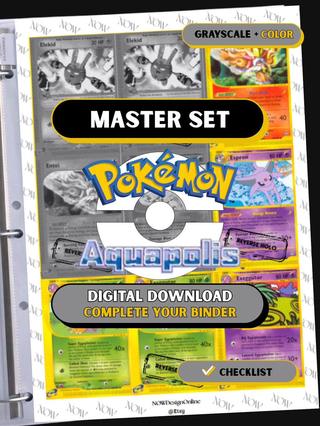 Aquapolis Placeholders, Pokemon Master Set Printable Binder Inserts, TCG, Digital Download