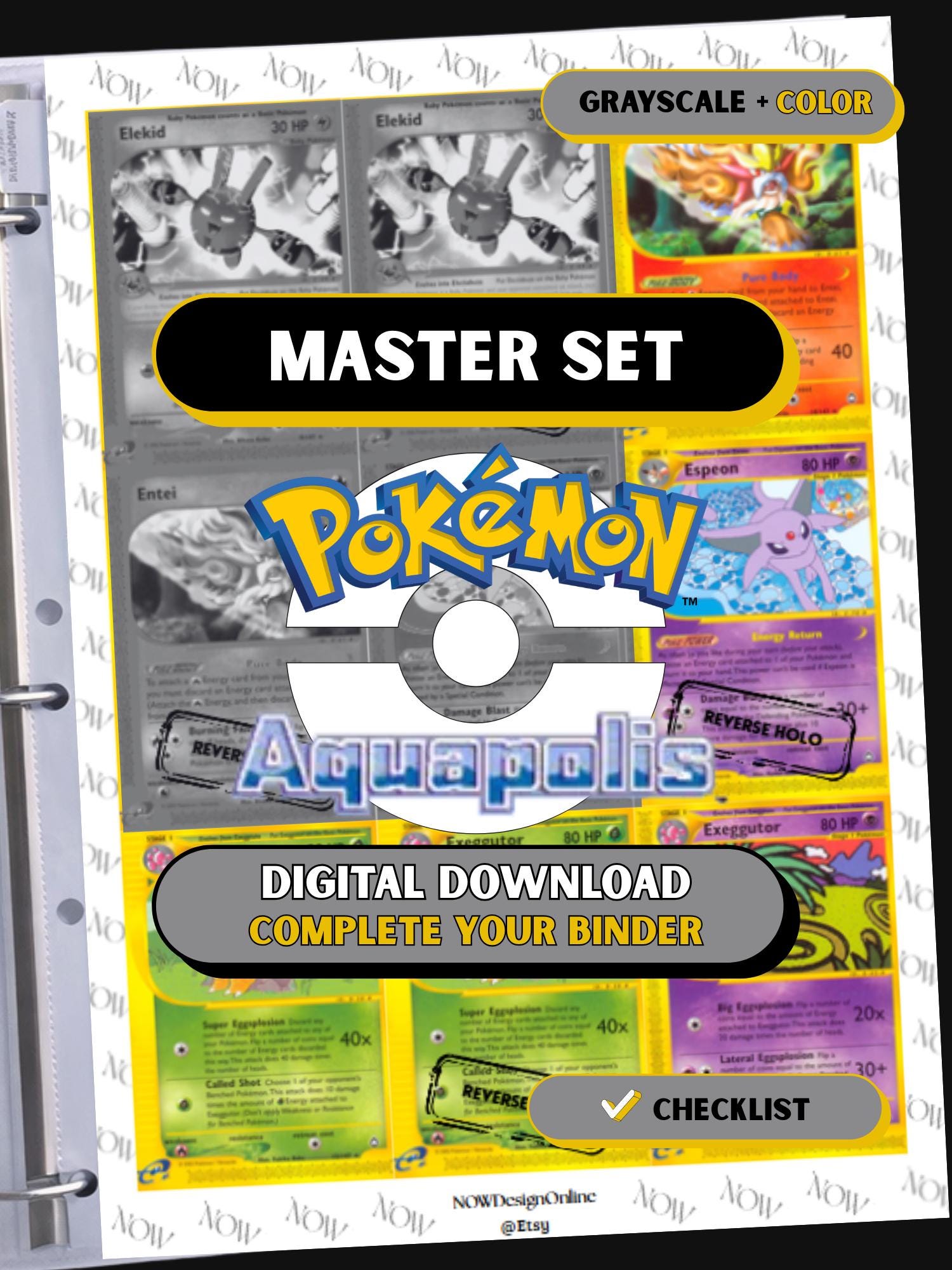 Aquapolis Placeholders, Pokemon Master Set Printable Binder Inserts, TCG, Digital Download