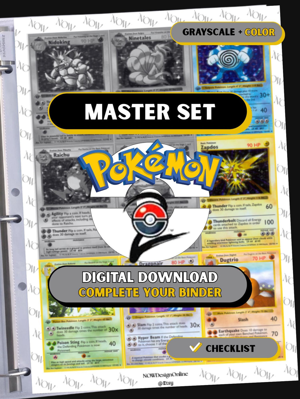 Pokemon Base Set 2 Printable Placeholders Master Set Binder Pages + Checklist (Digital Download)