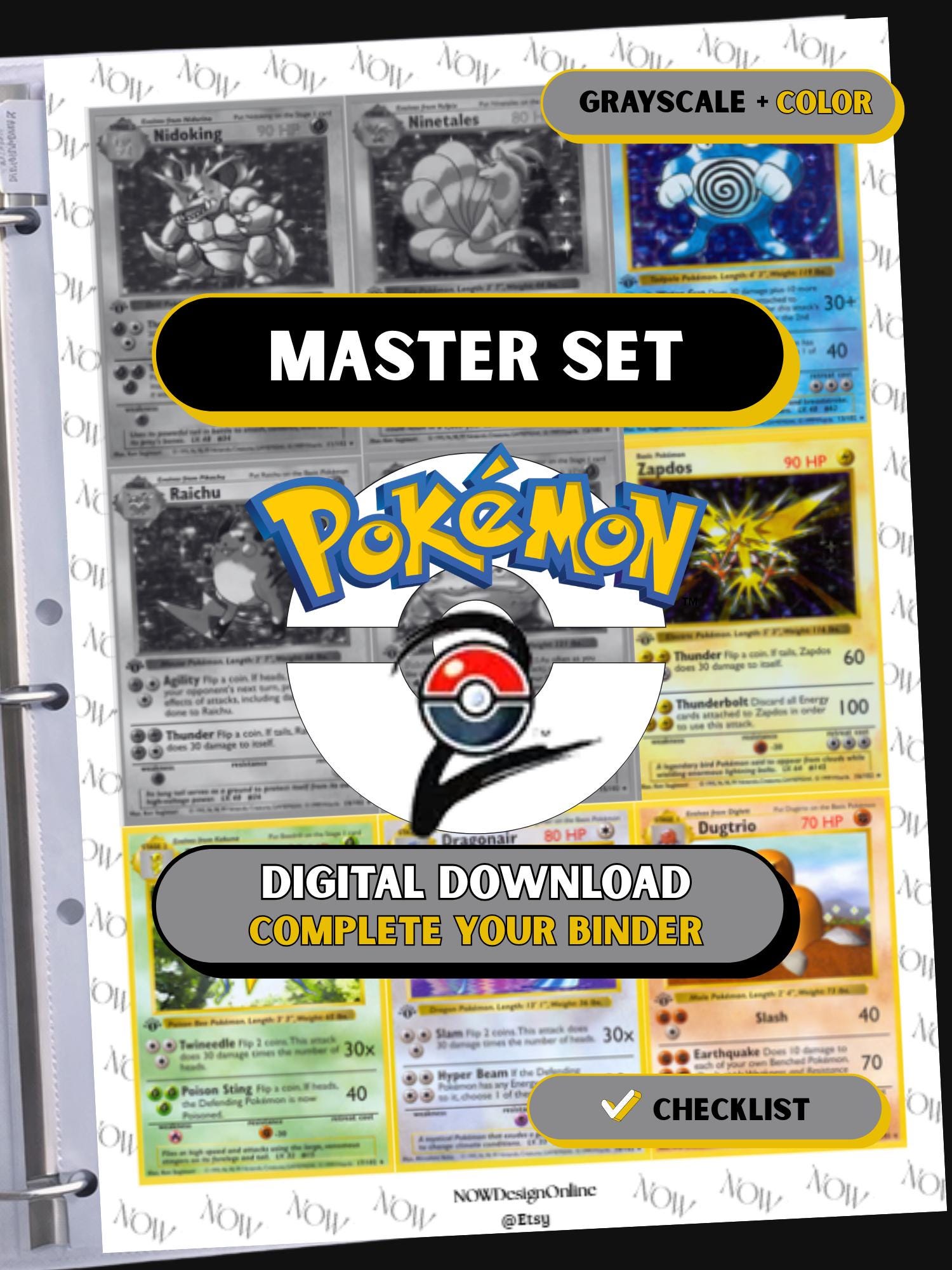 Pokemon Base Set 2 Printable Placeholders Master Set Binder Pages + Checklist (Digital Download)