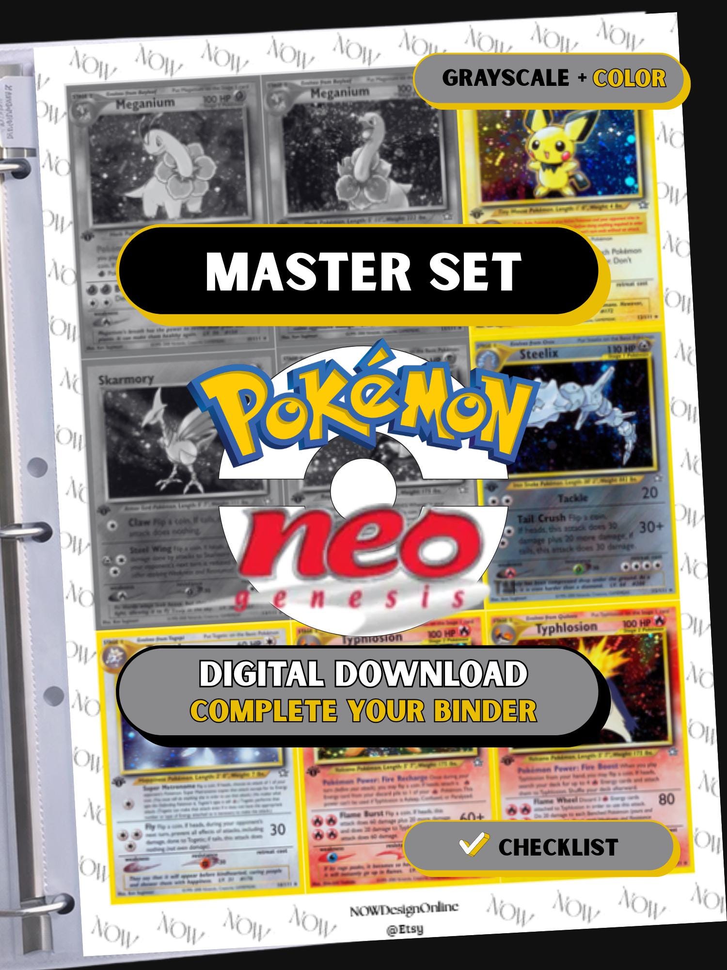 Neo Genesis Binder Pages, Pokémon Placeholders, Printable TCG Binder, Digital Download