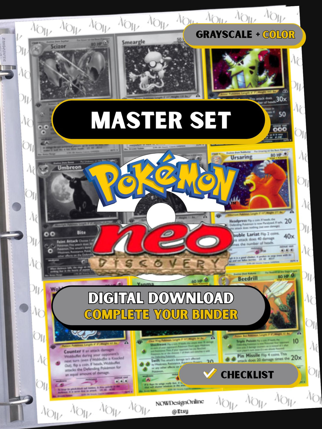 Pokémon Neo Discovery Binder Pages, National Pokedex Placeholders, Printable TCG, Digital Download