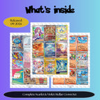 Stellar Crown master set overview showing the included Pokémon cards to print and a full color checklist for the Scarlet & Violet binder.
