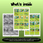 Treecko binder pages set overview showing the included Pokémon cards to print and cut for your binder sleeves.