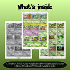 Grovyle binder pages set overview showing the included Pokémon cards to print and cut for your binder sleeves.