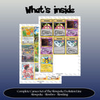 Slowpoke Evolutions Cameo Binder Cards set overview showing the included Pokémon cards to print and a full color checklist for the Mega Evolution binder.