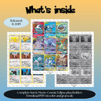 Sun & Moon: Cosmic Eclipse master set overview showing the included Pokémon cards to print and a full color checklist for the Sun & Moon binder.