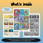 Sun & Moon: Cosmic Eclipse master set overview showing the included Pokémon cards to print and a full color checklist for the Sun & Moon binder.