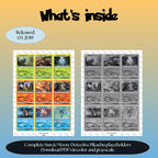 Detective Pikachu master set overview showing the included Pokémon cards to print and a full color checklist for the Sun & Moon binder.
