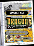 Sun & Moon: Dragon Majesty master set binder page showing grayscale and color Pokémon cards, designed as a digital download with checklist to complete a collector’s binder.