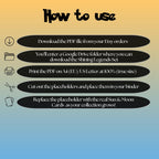 Shining Legends digital download instructions explaining how to print, cut, and place placeholders in a Pokémon binder.