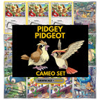 Pidgey & Pidgeot Cameo binder pages set showing grayscale and color Pokémon cards, designed as a digital download to complete a collector’s binder.