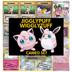 Jigglypuff & Wigglytuff Cameo binder pages set showing grayscale and color Pokémon cards, designed as a digital download to complete a collector’s binder.