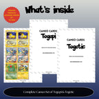 Togepi & Togetic Cameo binder pages set overview showing the included Pokémon cards to print and cut for your binder sleeves.