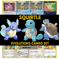 Shows cameo cards of the Squirtle Evolutions master set that are in the Squirtle placeholders for your binder.