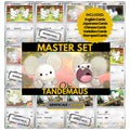 Tandemaus binder pages set showing grayscale and color Pokémon cards, designed as a digital download to complete a collector’s binder.