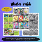 Rebel Clash master set overview showing the included Pokémon cards to print and a full color checklist for the Sword & Shield binder.