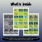 Oddish binder pages set overview showing the included Pokémon cards to print and cut for your binder sleeves.