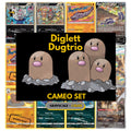 Diglett & Dugtrio Cameo binder pages set showing grayscale and color Pokémon cards, designed as a digital download to complete a collector’s binder.