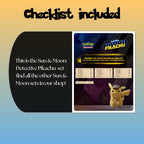 Example of the checklist that’s included to see which cards are all in the Detective Pikachu set from the Sun & Moon Series.