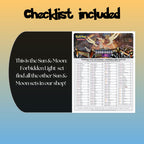 Example of the checklist that’s included to see which cards are all in the Forbidden Light set from the Sun & Moon Series.