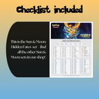 Example of the checklist that’s included to see which cards are all in the Hidden Fates set from the Sun & Moon Series.