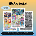 Sun & Moon: Unbroken Bonds master set overview showing the included Pokémon cards to print and a full color checklist for the Sun & Moon binder.