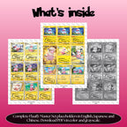 Flaaffy binder pages set overview showing the included Pokémon cards to print and cut for your binder sleeves.