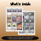 Eevee and Evolutions Cameo binder pages set overview showing the included Pokémon cards to print and cut for your binder sleeves.